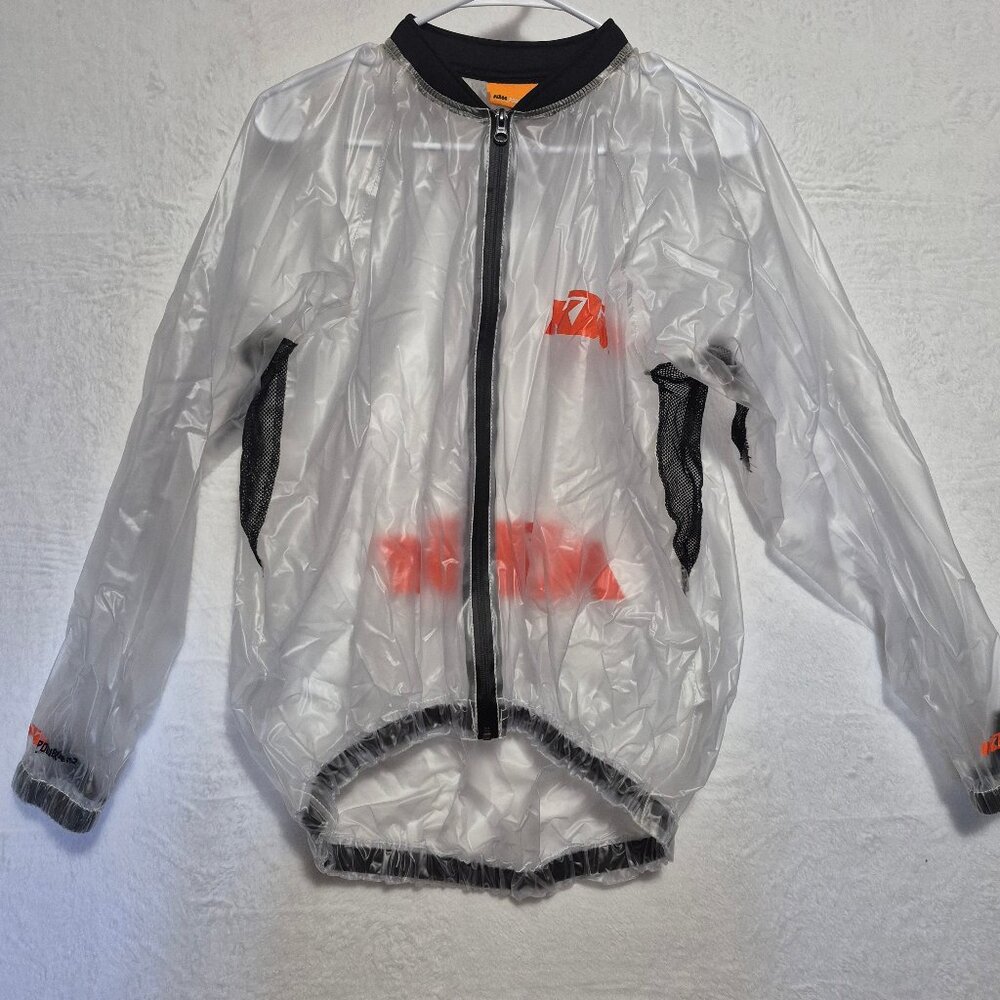 KTM PowerWear Transparent Rain Jacket Sz S Lightweight Moto Racing Windbreaker